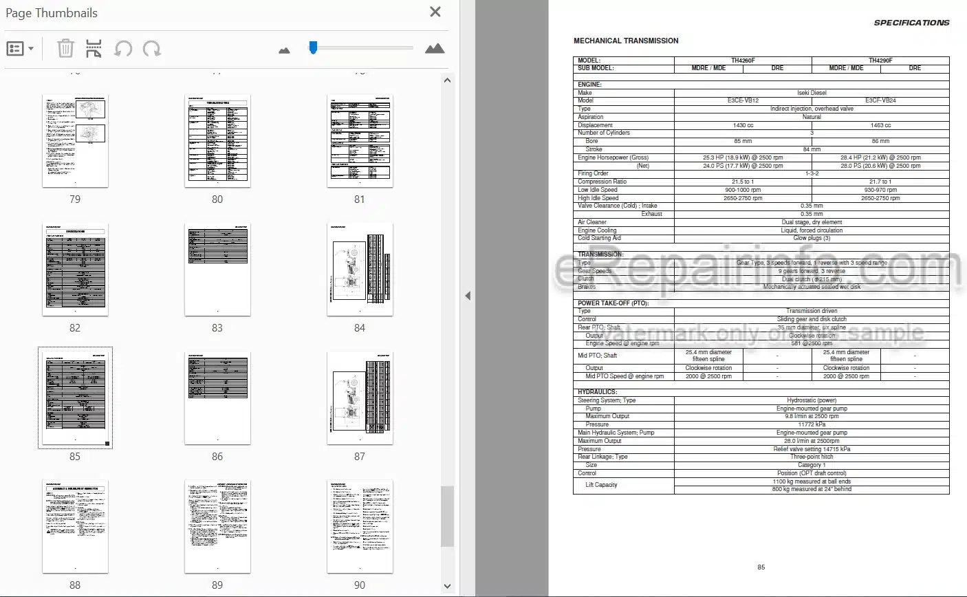 Photo 3 - Iseki TH4330 TH4290 TH4260 Operators Manual Tractor