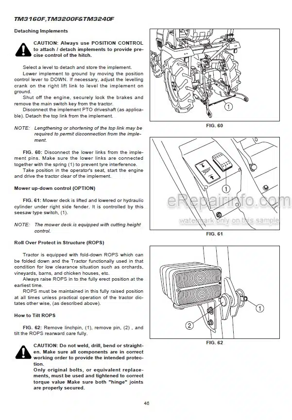 Photo 4 - Iseki TM3160 TM3200 TM3240 Operation Manual Tractor 0312-01-300