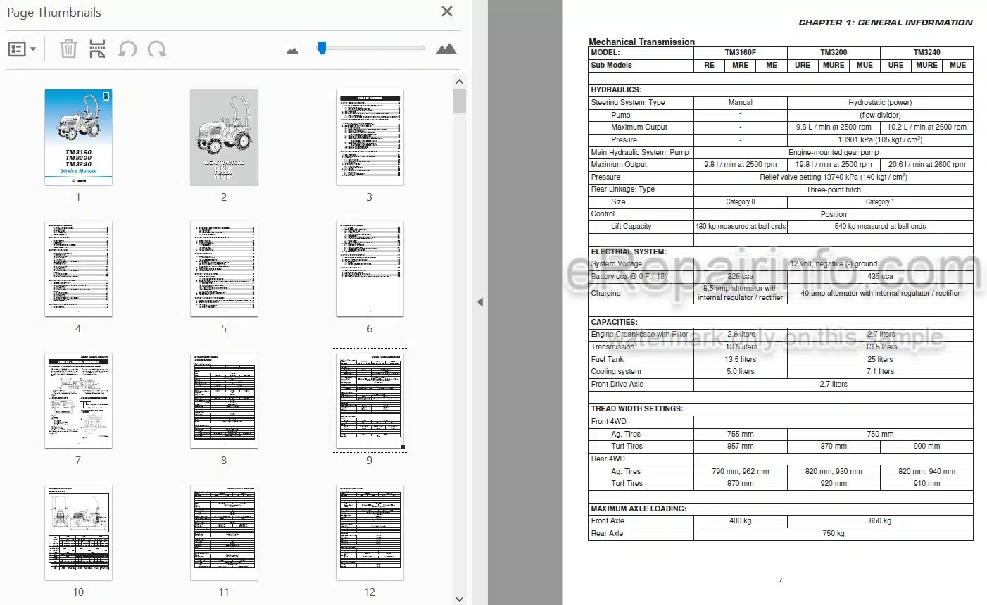 Photo 4 - Iseki TM3160 TM3200 TM3240 Service Manual Tractor 0402-01-100