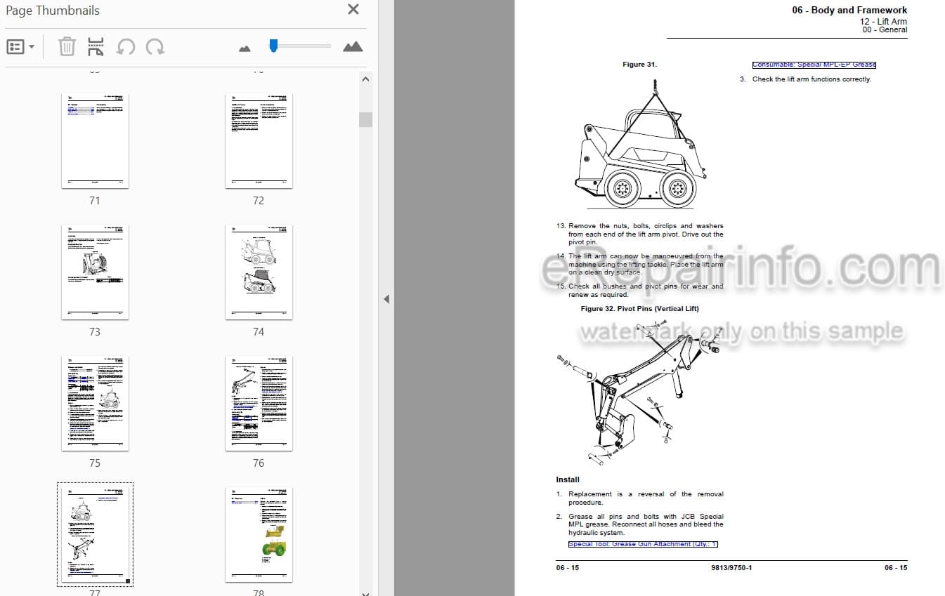 Photo 3 - JCB 135-T4F 150T-T4F 155-T4F 175-T4F 190T-T4F 205T-T4F 210-T4F 215-T4F Service Manual Skid Steer Loader 9813-9750