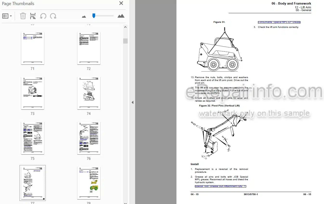 Photo 3 - JCB 135-T4F 150T-T4F 155-T4F 175-T4F 190T-T4F 205T-T4F 210-T4F 215-T4F Service Manual Skid Steer Loader 9813-9750