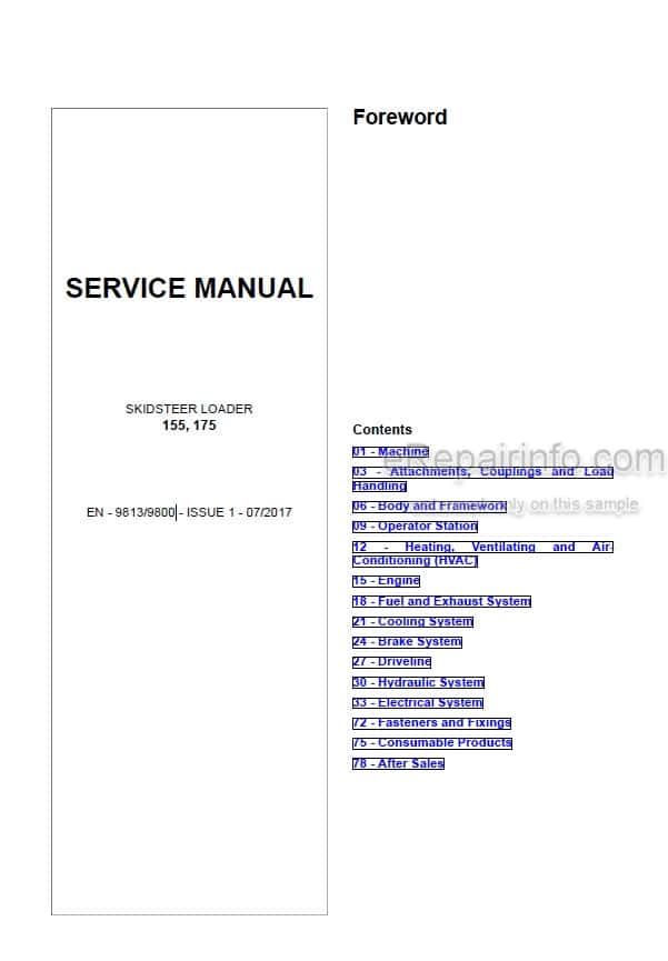 Photo 4 - JCB 155 175 Service Manual Skid Steer Loader 9813-9800