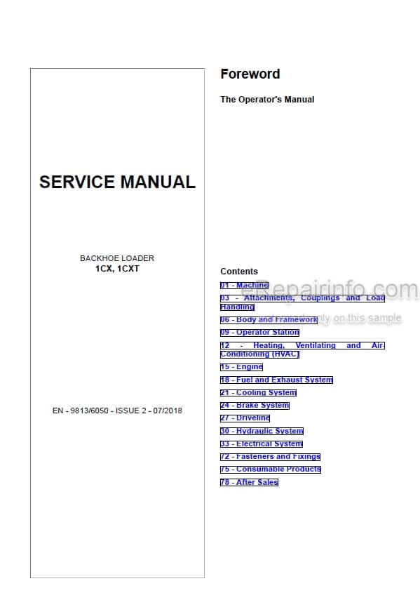 Photo 4 - JCB 1CX 1CXT Service Manual Backhoe Loader 9813-6050