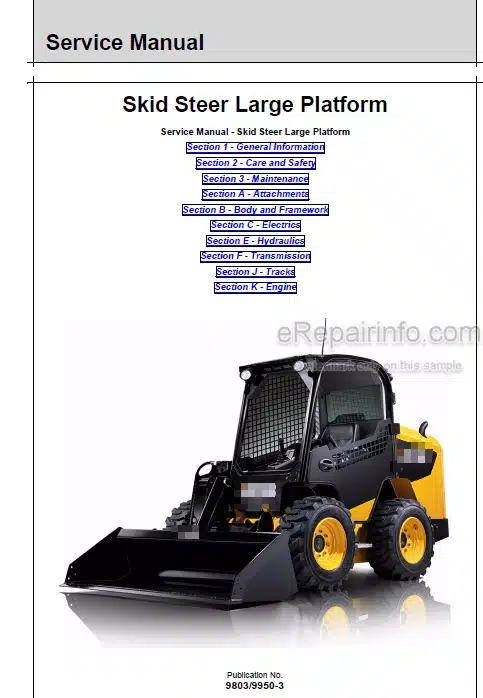 Photo 4 - JCB 225 225T 260 260T 280 300 300T 320T 330 Service Manual Skid Steer Loader 9803-9950