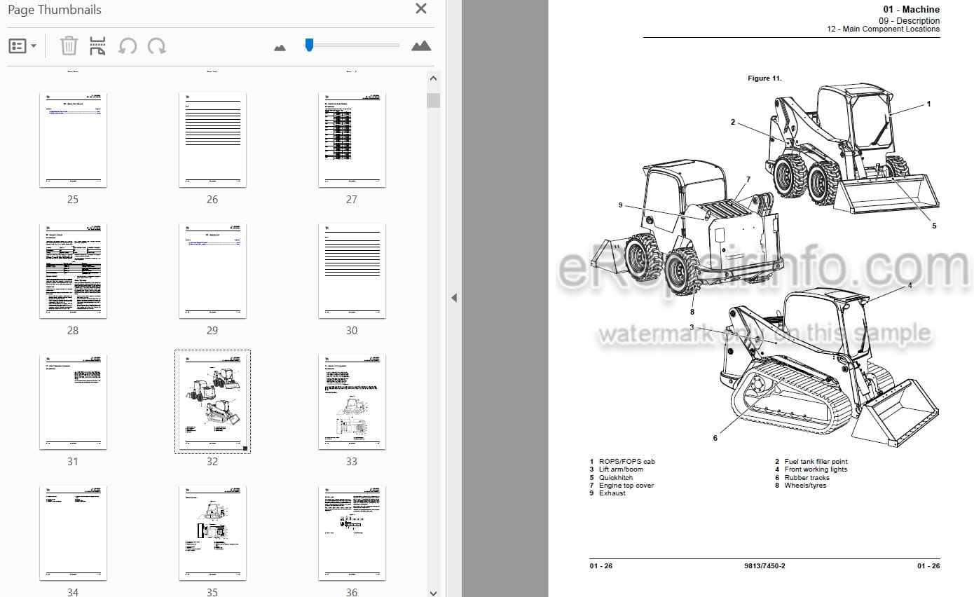 Photo 4 - JCB 325T 225T 250T 260 260T 280 330 250 270 300T 320T Service Manual Skid Steer Loader 9813-7450