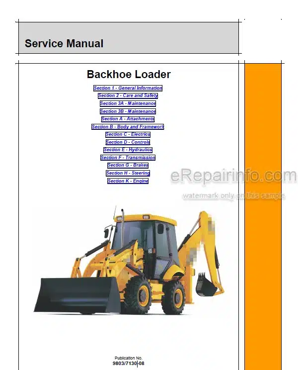 Photo 5 - JCB 2CX 2CXU 210S 210SU Service Manual Backhoe Loader 9803-7130