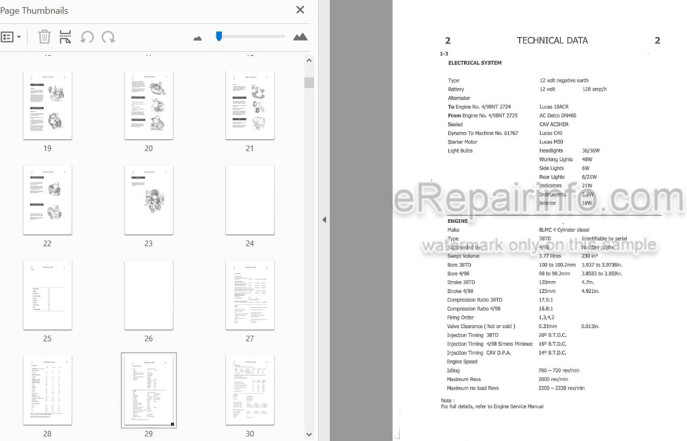 Photo 4 - JCB 2D 2DS 3 3C 3CS 3D 700 Service Manual Excavator Loader 9803-1200