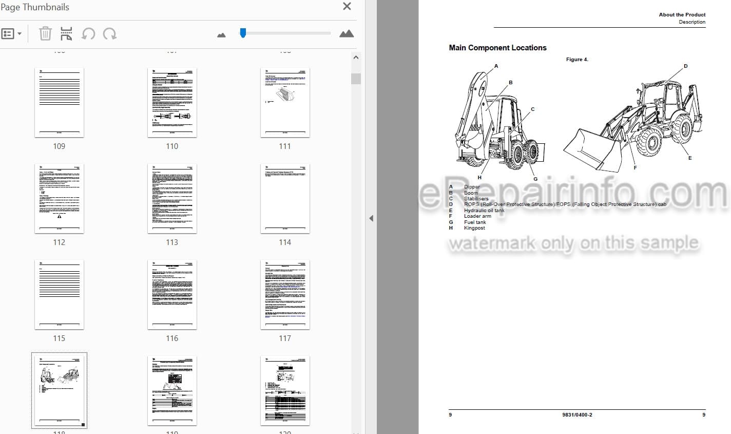 Photo 4 - JCB 3CX T4F 4CX T4F Service And Operators Manual Backhoe Loader 9813-0250