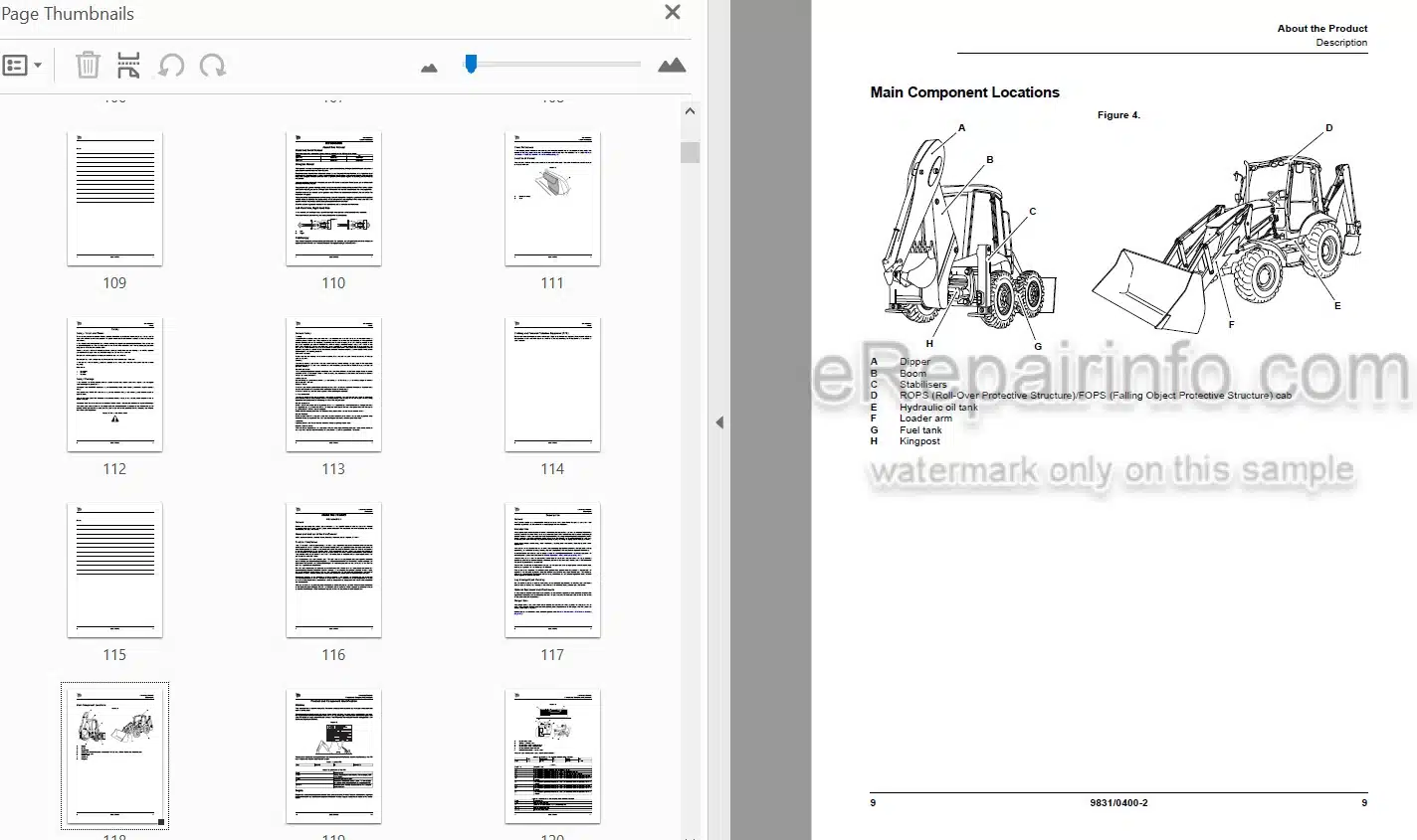 Photo 4 - JCB 3CX T4F 4CX T4F Service And Operators Manual Backhoe Loader 9813-0250