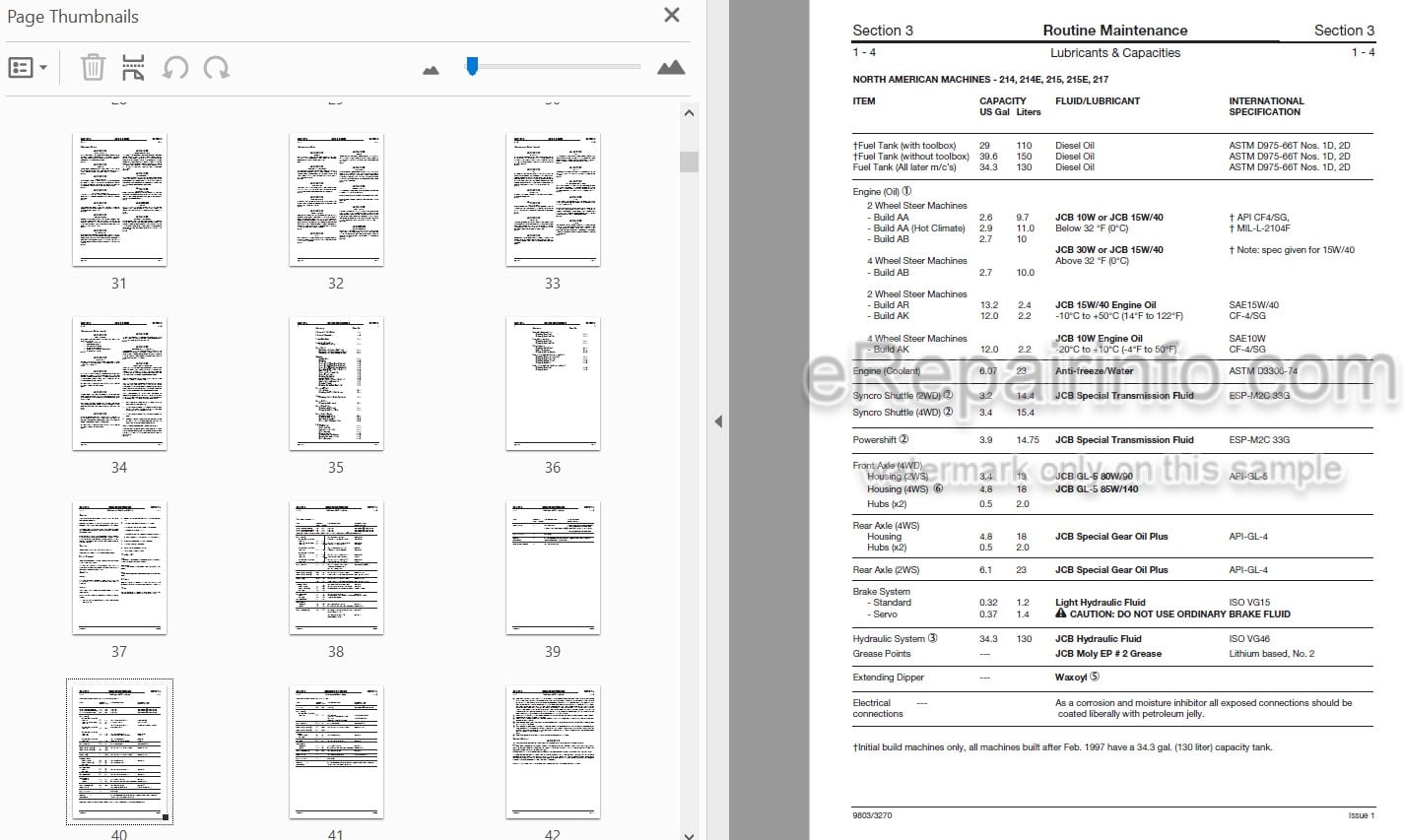 Photo 3 - JCB 3CX 4CX 214 215 217 Service Manual Backhoe Loader 9803-3270