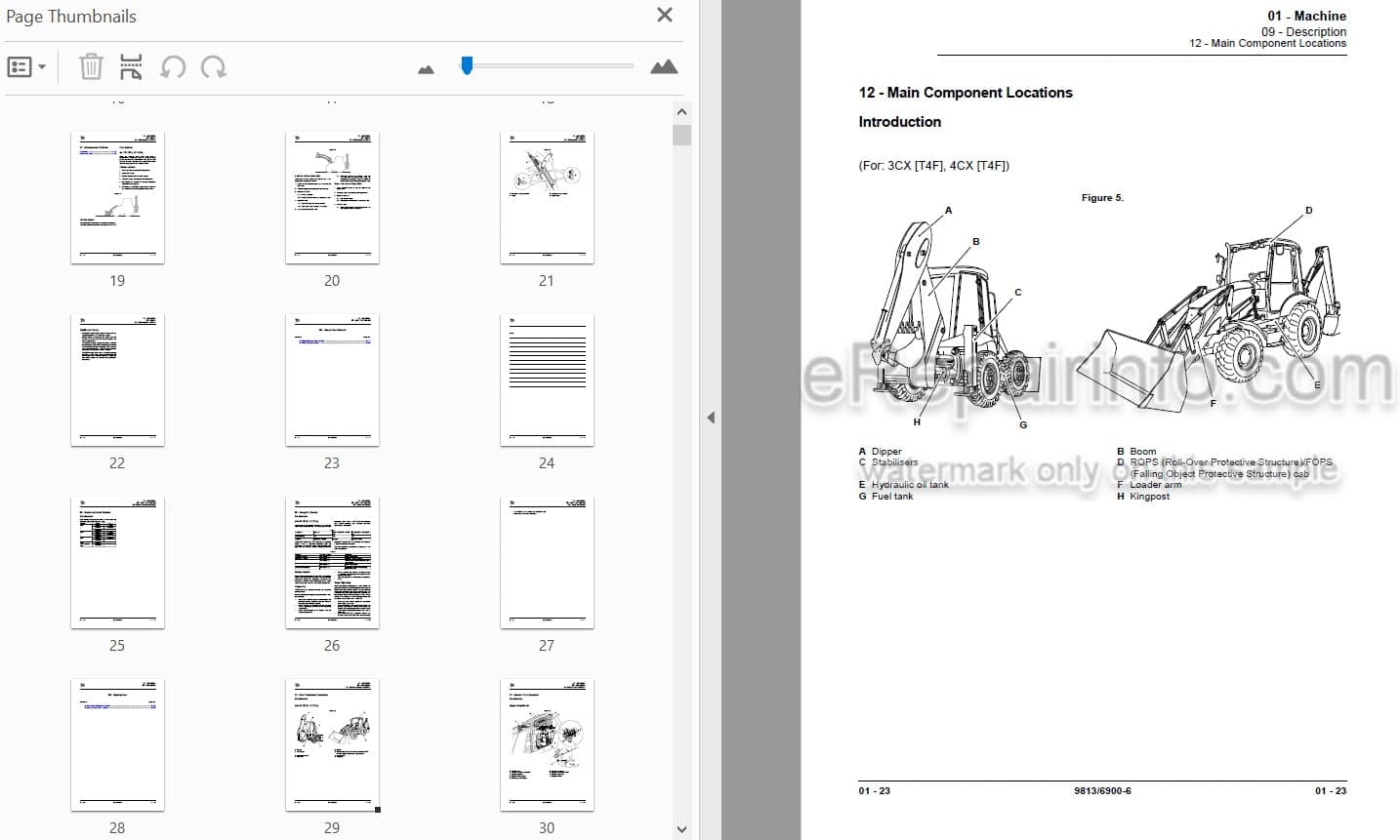 Photo 4 - JCB 3CX 4CX 5CX 5CX Wastemaster ECO Service Manual Backhoe Loader 9813-6900