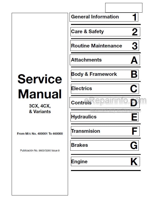 Photo 6 - JCB 3CX 4CX Service Manual Backhoe Loader 9803-3260