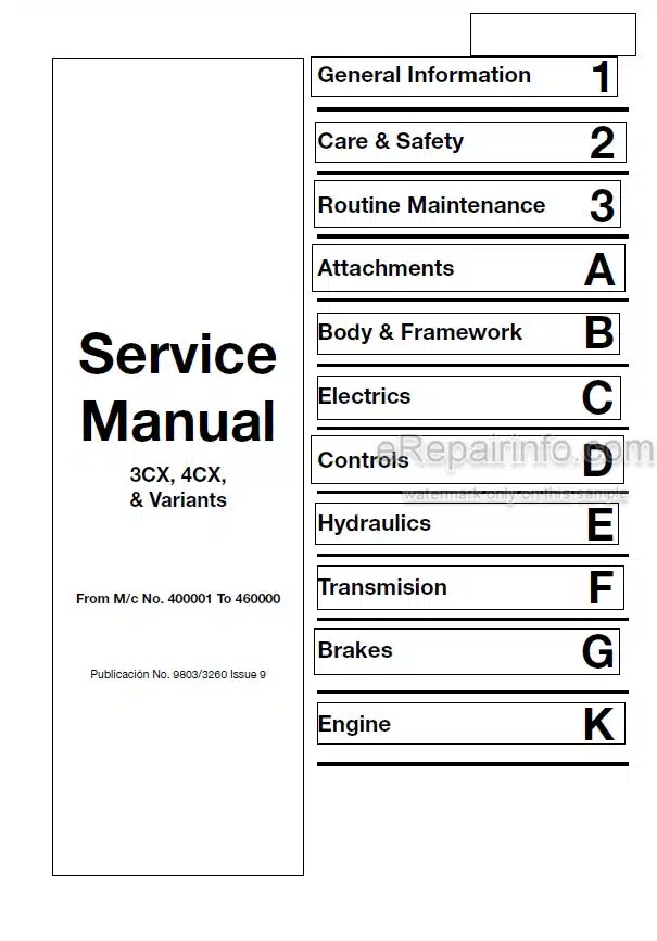 Photo 6 - JCB 3CX 4CX Service Manual Backhoe Loader 9803-3260