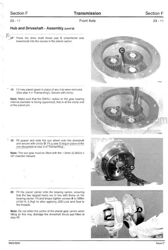 Photo 12 - JCB 3CX 4CX Service Manual Backhoe Loader 9803-3260