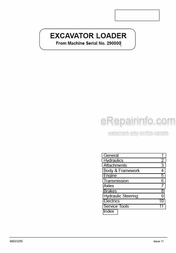 Photo 4 - JCB 3CX 4CX Service Manual Excavator Loader 9803-3250