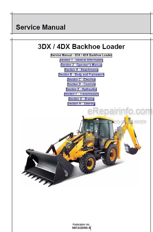 Photo 5 - JCB 3DX 3DX Xtra 3DX Super 4DX Service And Operators Manual Backhoe Loader 9813-2050