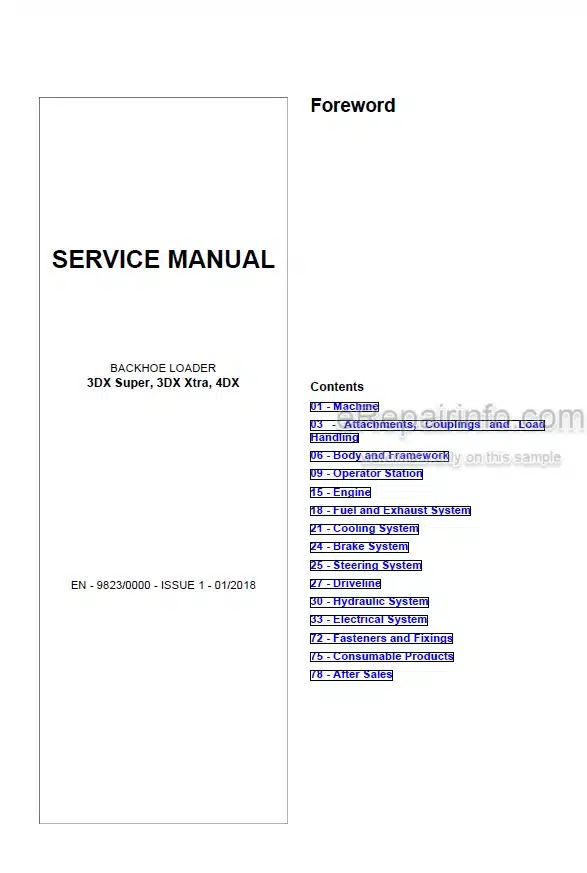 Photo 5 - JCB 3DX Super 3DX Xtra 4DX Service Manual Backhoe Loader 9823-0000