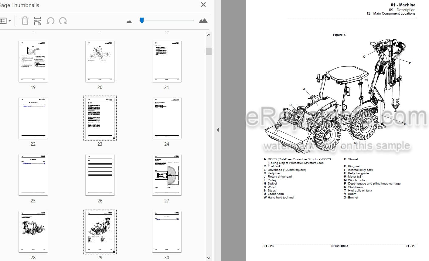 Photo 4 - JCB 4CX Pilingmaster Service Manual Backhoe Loader 9813-8100
