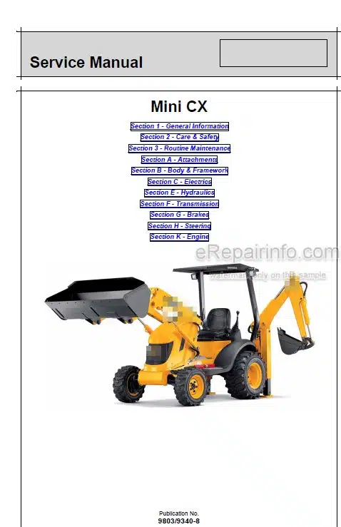 Photo 5 - JCB Mini CX Mini CX 4X4 Service Manual Backhoe Loader 9803-9340