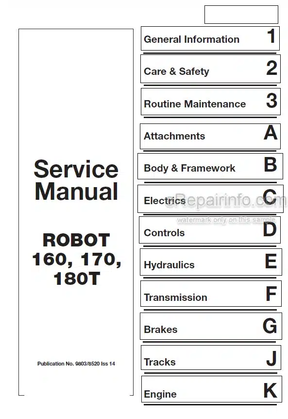 Photo 5 - JCB Robot 160 170 180T Service Manual Skid Steer Loader 9803-8520