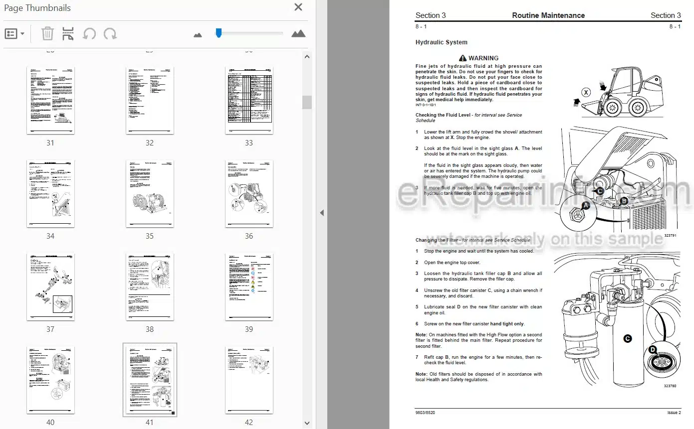 Photo 4 - JCB Robot 160 170 180T Service Manual Skid Steer Loader 9803-8520