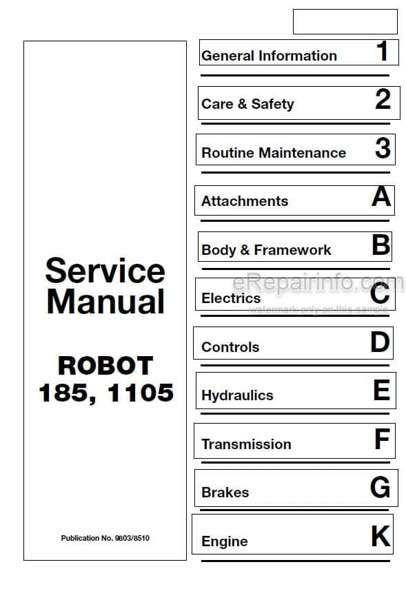 Photo 5 - JCB Robot 185 1105 Service Manual Skid Steer Loader 9803-8510