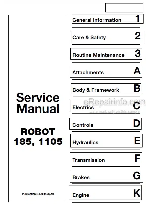 Photo 5 - JCB Robot 185 1105 Service Manual Skid Steer Loader 9803-8510