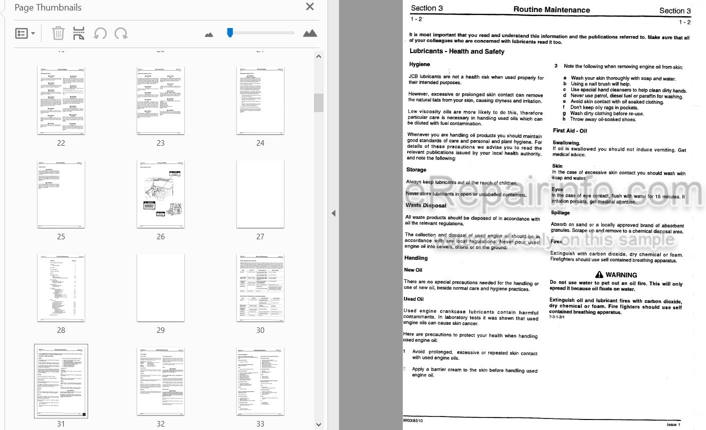 Photo 4 - JCB Robot 185 1105 Service Manual Skid Steer Loader 9803-8510