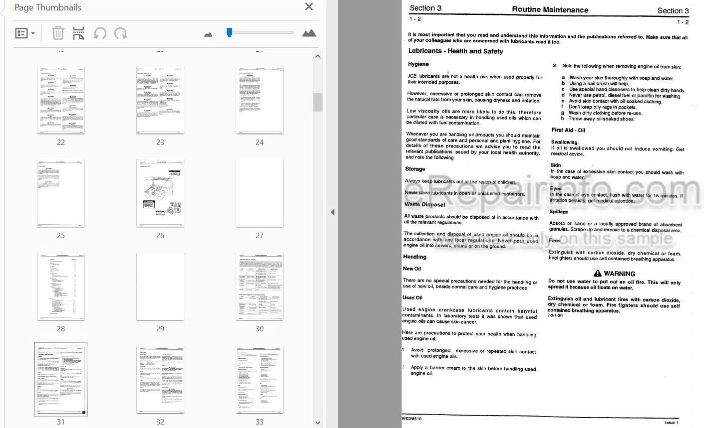Photo 4 - JCB Robot 185 1105 Service Manual Skid Steer Loader 9803-8510