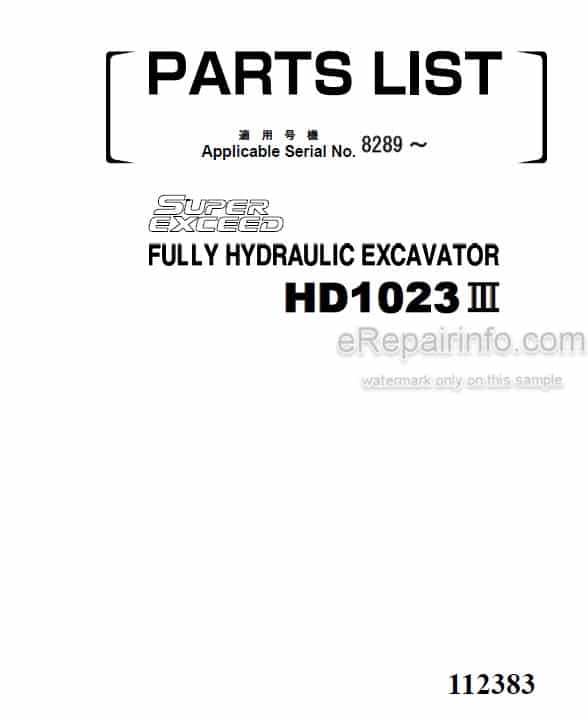 Photo 4 - Kato HD1023III Super Exceed Parts List Fully Hydraulic Excavator 112383