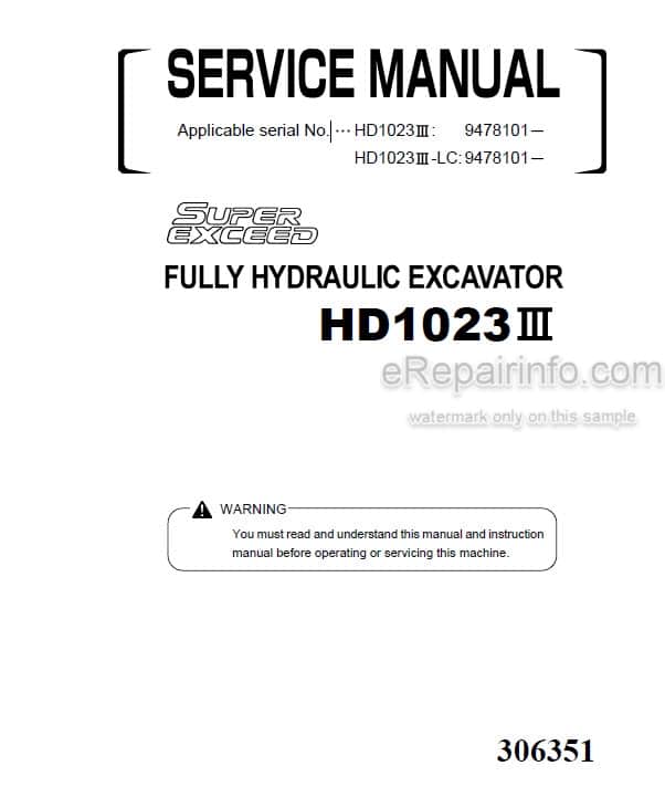 Photo 5 - Kato HD2310III HD1023III -LC Super Exceed Service Manual Hydraulic Excavator 306351