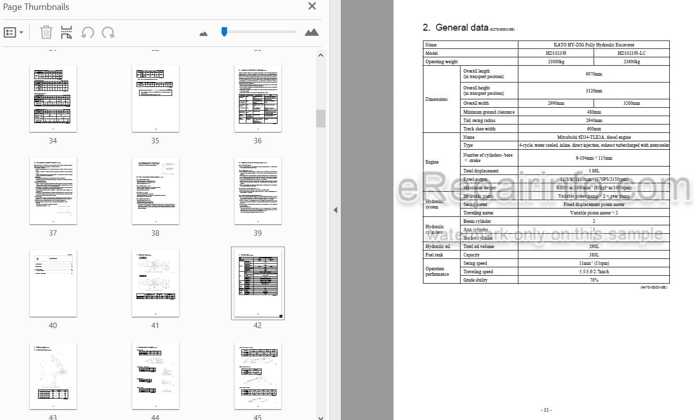 Photo 4 - Kato HD2310III HD1023III -LC Super Exceed Service Manual Hydraulic Excavator 306351