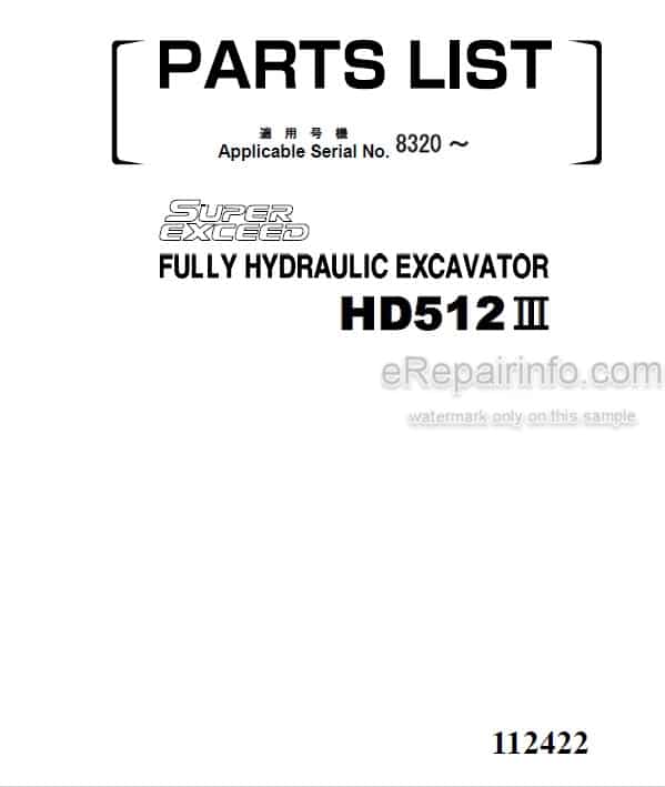 Photo 4 - Kato HD512III Super Exceed Parts List Fully Hydraulic Excavator 112422