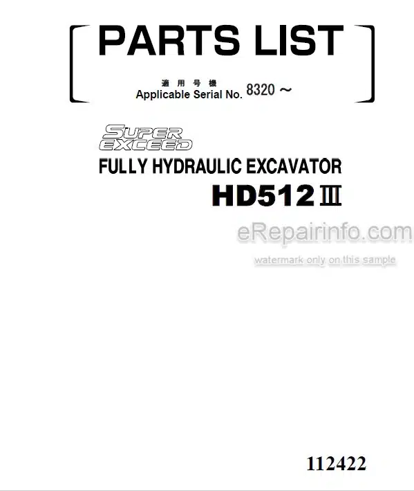 Photo 4 - Kato HD512III Super Exceed Parts List Fully Hydraulic Excavator 112422