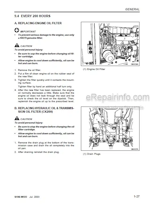 Photo 10 - Kioti Daedong CK20 CH20 CK20J CK20H CK20HJ Workshop Manual Tractor S196-W00