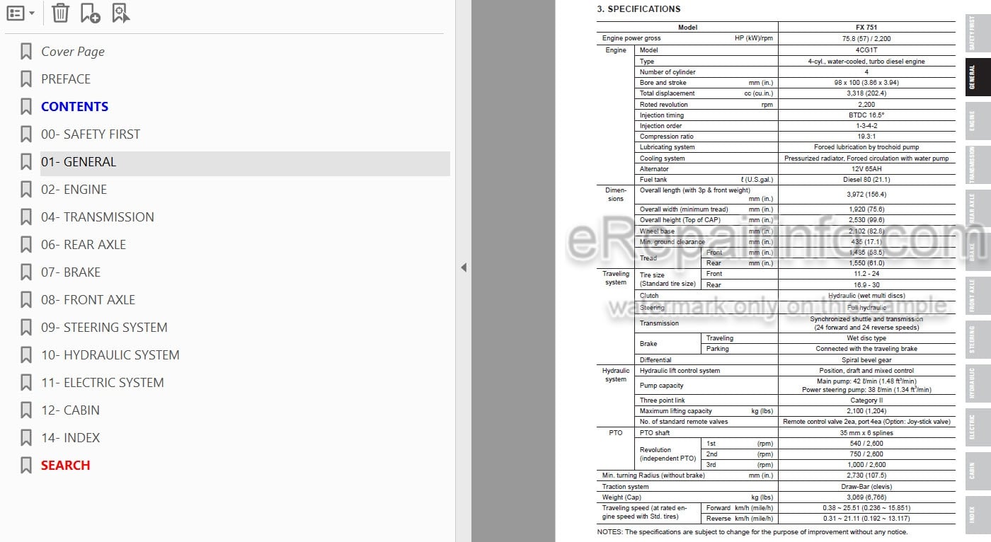 Photo 3 - Kioti Daedong FX751 Workshop Manual Tractor DT56-W00