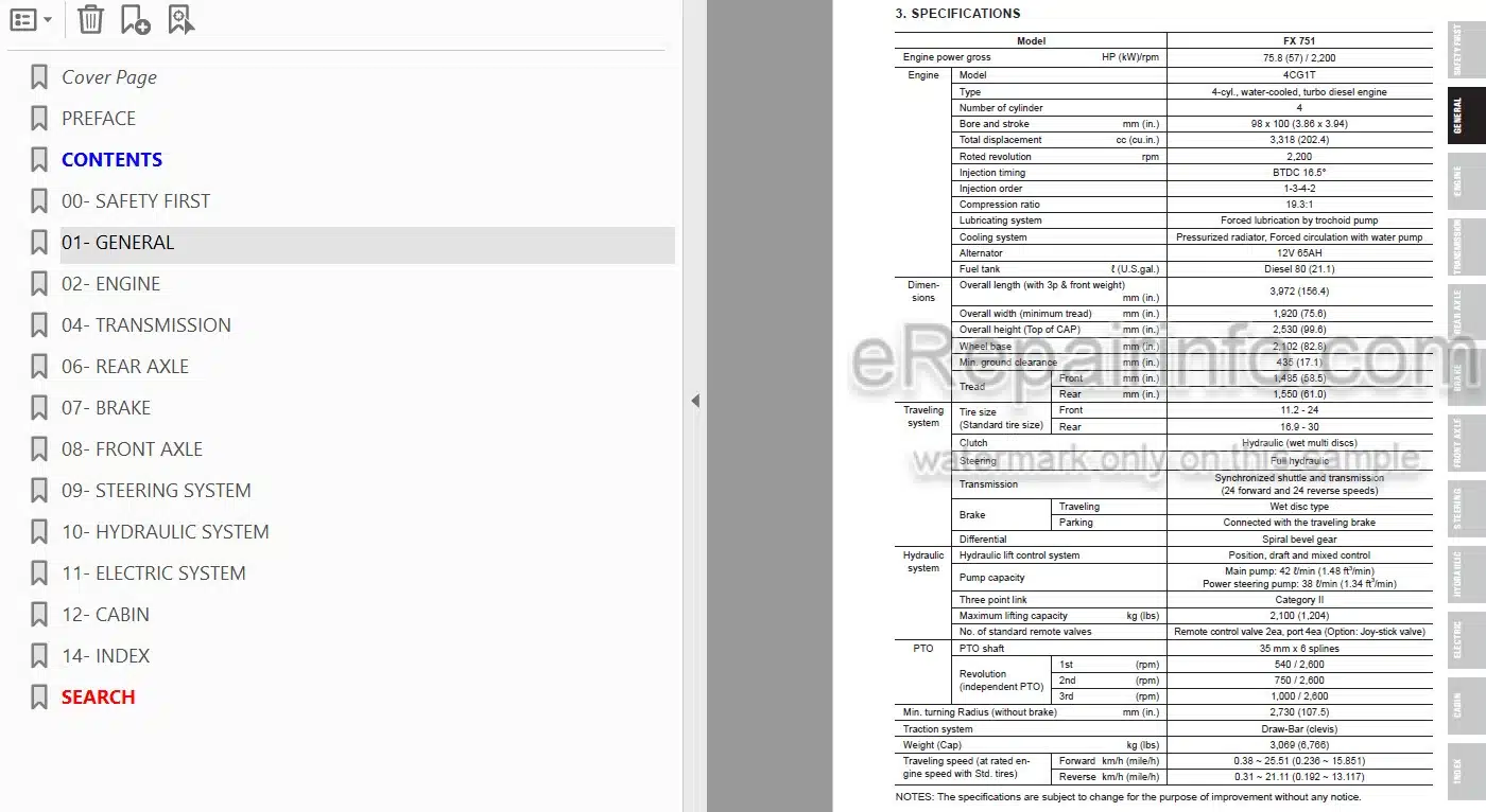 Photo 3 - Kioti Daedong FX751 Workshop Manual Tractor DT56-W00