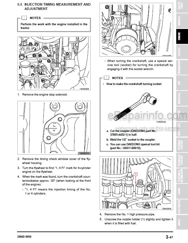 Photo 3 - Kioti Daedong NX4510 NX5010 NX5510 NX6010 Workshop Manual Tractor DN60-W00