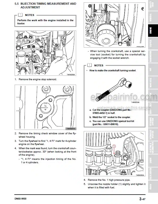 Photo 3 - Kioti Daedong NX4510 NX5010 NX5510 NX6010 Workshop Manual Tractor DN60-W00
