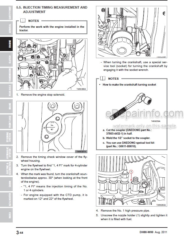 Photo 3 - Kioti Daedong RX6010C RX6010PC Workshop Manual Tractor DH80-W00
