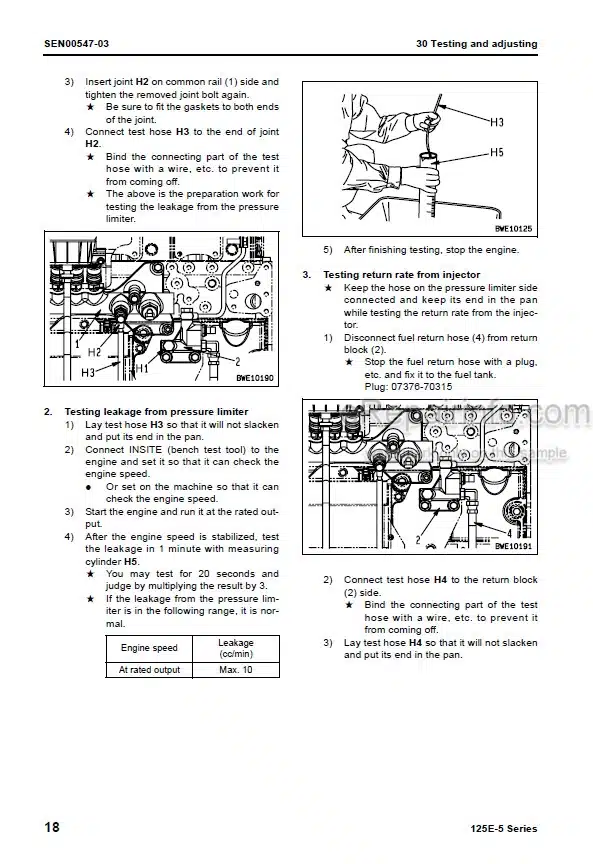 Photo 3 - Komatsu 125E-5 Series Shop Manual Engine SEN00177-09