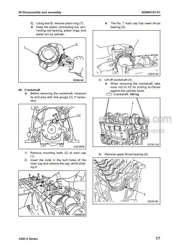 Photo 6 - Komatsu 140E-5 Series Shop Manual Engine SEN00074-03