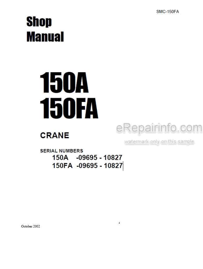 Photo 4 - Komatsu 150A 150FA Shop Manual Crane SMC-150FA