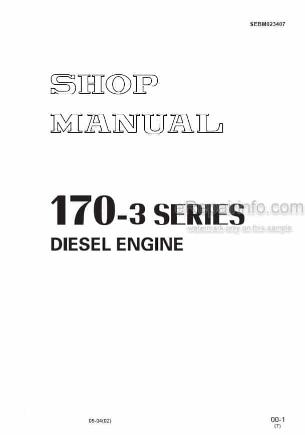 Photo 6 - Komatsu 170-3 Series Shop Manual Diesel Engine SEBM023407