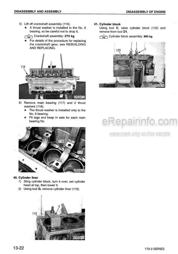 Photo 1 - Komatsu 170-3 Series Shop Manual Diesel Engine SEBM023407