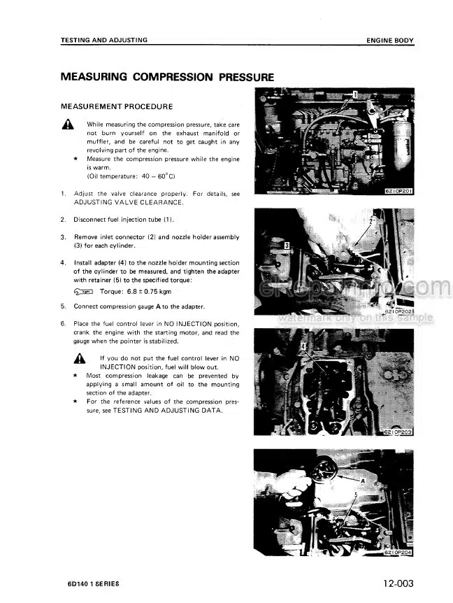 Photo 1 - Komatsu 6D140-1 Series Shop Manual Diesel Engine SEBE62120110