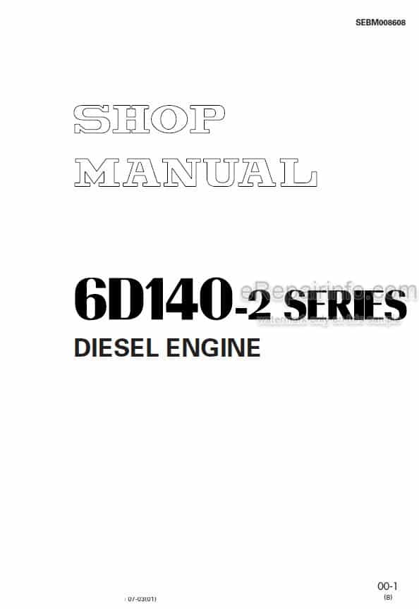 Photo 5 - Komatsu 6D140-2 Series Shop Manual Diesel Engine SEBM008608
