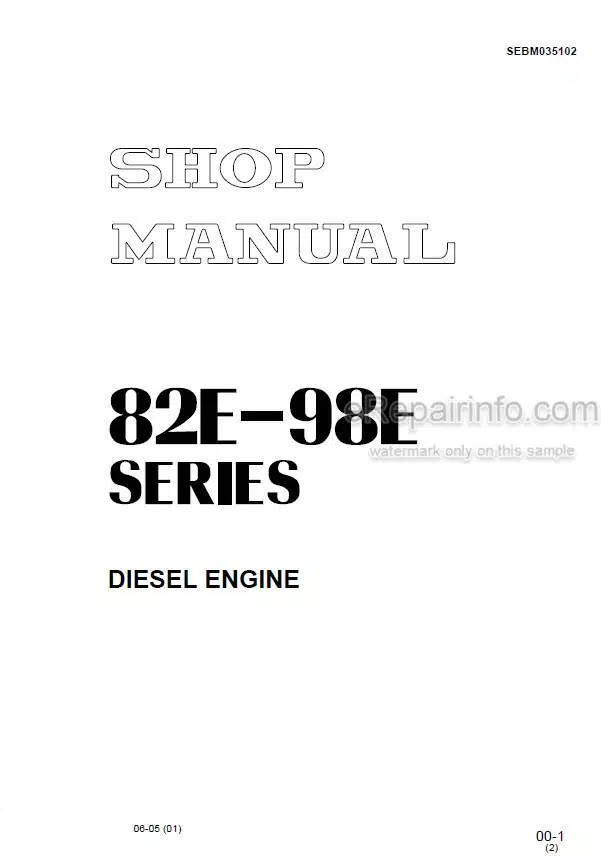 Photo 6 - Komatsu 82E 98E Series Shop Manual Diesel Engine SEBM035102