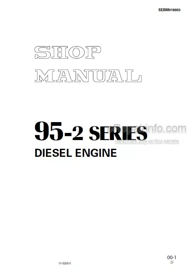 Photo 6 - Komatsu 95-2 Series Shop Manual Diesel Engine SEBM018803