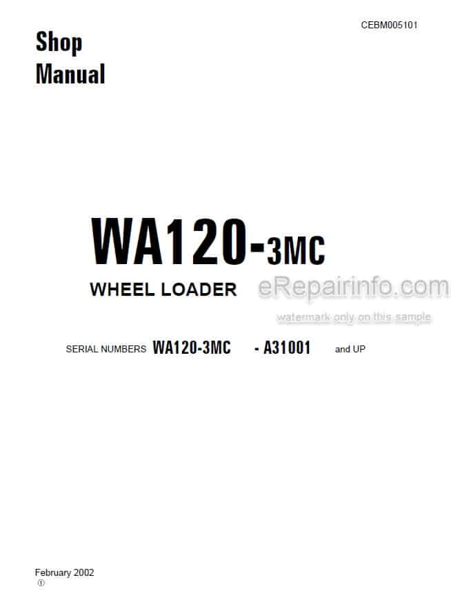 Photo 4 - Komatsu Avance Plus WA120-3 Shop Manual Wheel Loader CEBM005101